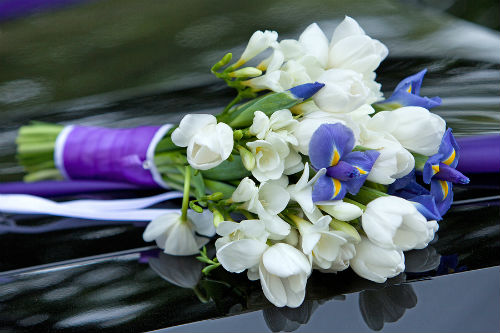 Blue And White Wedding Bouquet