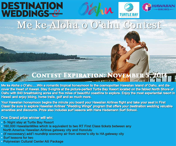 Oahu Honeymoon Contest Expires November 5 2014