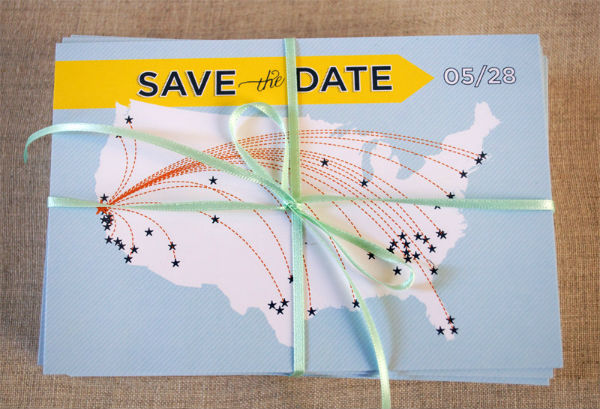Save The Date Wedding Invitations US Map