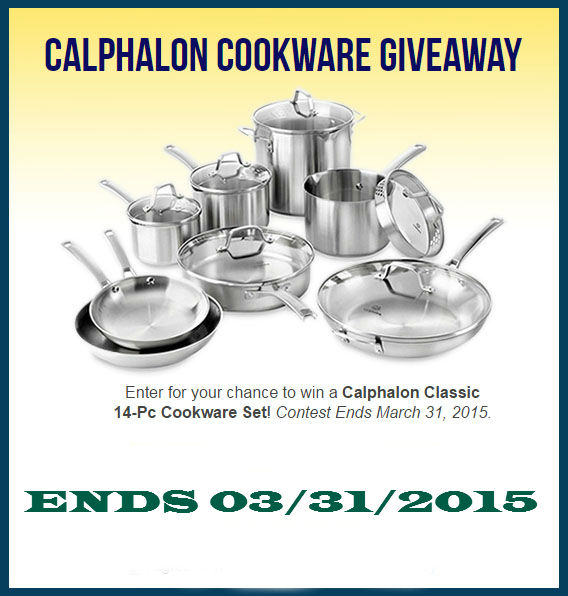 Calphalon Cookware Sweepstakes Ends March 31st 2015 ARV 375 Dollars