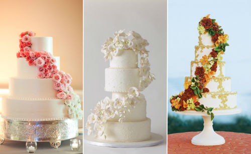Cascading Flowers Wedding Cake